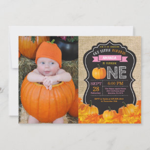 Pumpkin First Birthday Invitation Orange Burlap