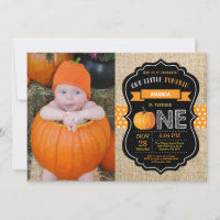 Pumpkin First Birthday Invitation Orange Burlap
