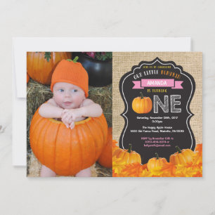 Pumpkin First Birthday Invitation Orange Burlap