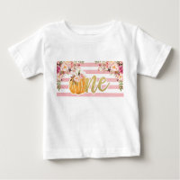 Pumpkin First Birthday ONE Shirt - Floral Stripes