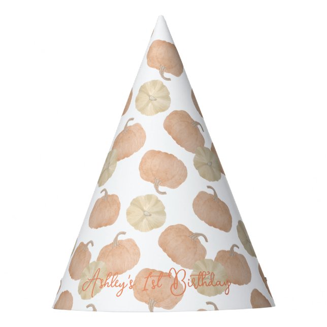 Pumpkin First Birthday Party Hats (Front)