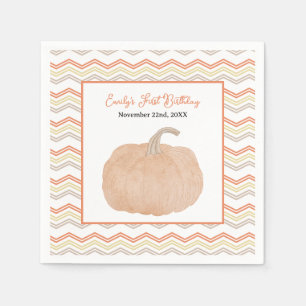 Pumpkin First Birthday Party Napkins