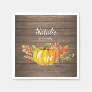 Pumpkin First Birthday Rustic Fall Autumn Napkin