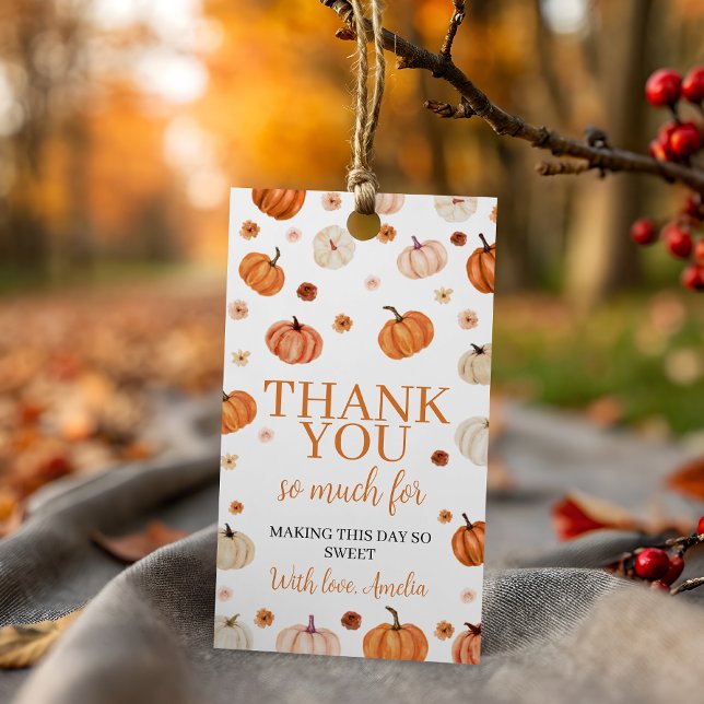Pumpkin First Birthday Thank You Tag (Creator Uploaded)