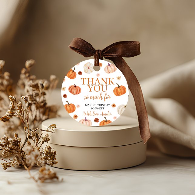 Pumpkin First Birthday Thank You Tag (Creator Uploaded)