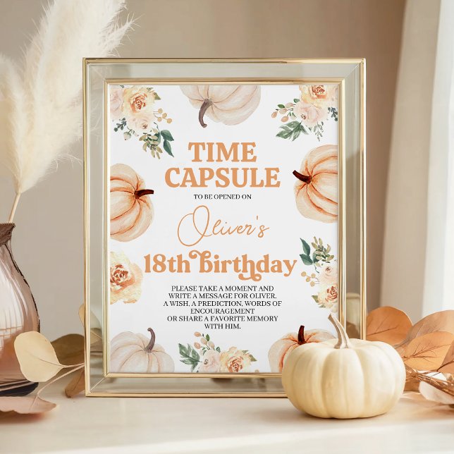 Pumpkin First Birthday Time Capsule 8x10 Sign (Creator Uploaded)