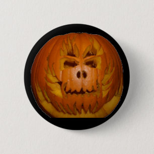 Pumpkin, Flaming Skull 6 Cm Round Badge