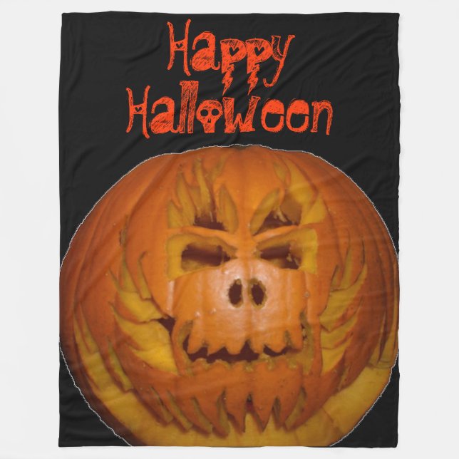 Pumpkin, Flaming Skull Fleece Blanket (Front)