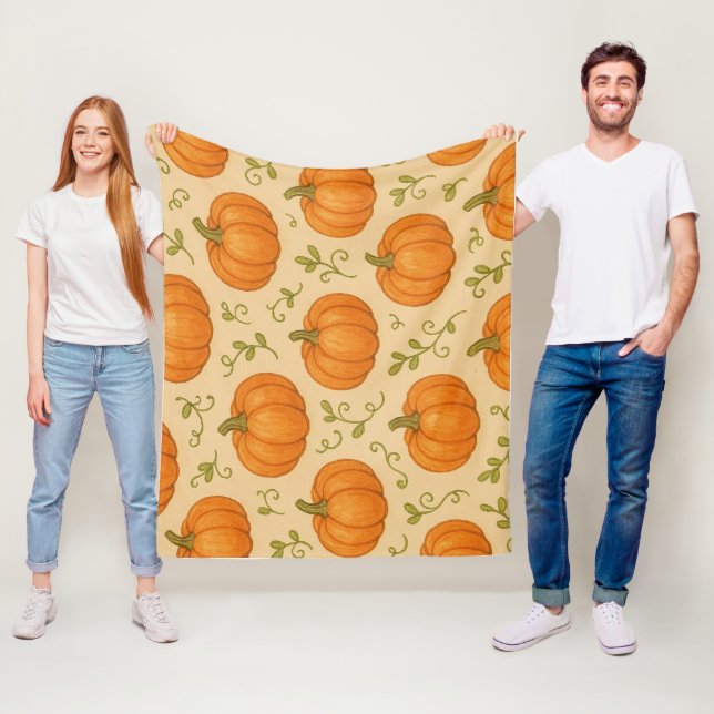 Pumpkin Fleece Blanket – Cute Halloween Fall Throw (In Situ)