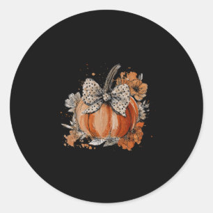 Pumpkin Floral Autumn Fall Season Wildflower Thank Classic Round Sticker