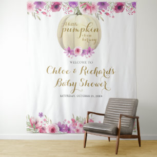 Pumpkin Floral Baby Girl Couples Shower Photo Prop Tapestry