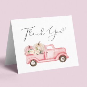 Pumpkin Floral Baby Girl Shower Thank You Card