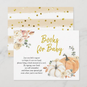 Pumpkin Floral Baby Shower Books for Baby Invitation Postcard