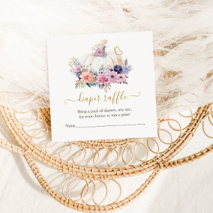 Pumpkin Floral Baby Shower diaper raffle card