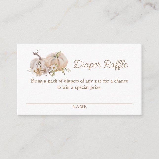 Pumpkin Floral Baby Shower Diaper Raffle Enclosure Card (Front)