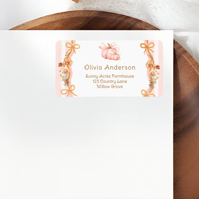 Pumpkin Floral Baby Shower Return Address Label (Creator Uploaded)