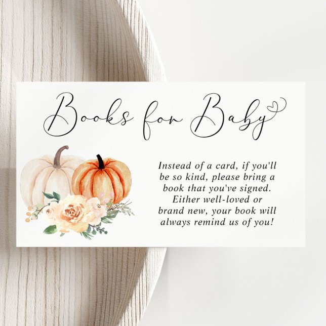 Pumpkin Floral Books For Baby Shower Enclosure Card (Creator Uploaded)