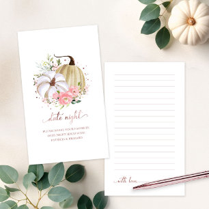 Pumpkin Floral Bridal Shower Date Night Cards