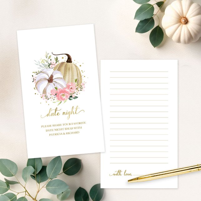 Pumpkin Floral Bridal Shower Date Night Cards (Creator Uploaded)