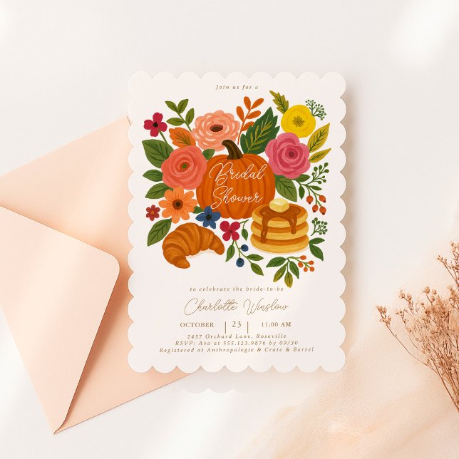 Pumpkin Floral Bridal Shower Invitation Fall (Creator Uploaded)