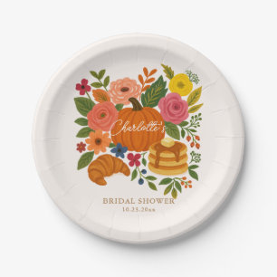 Pumpkin Floral Bridal Shower Paper Plates