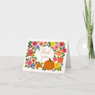 Pumpkin Floral Bridal Shower Thank You Card