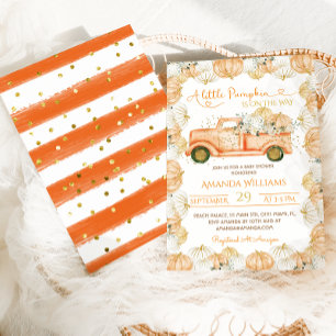 Pumpkin Floral Car Fall Baby Shower  Invitation