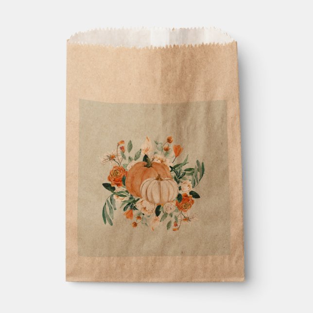Pumpkin Floral Fall Colours Blue, Favour Bags (Front)