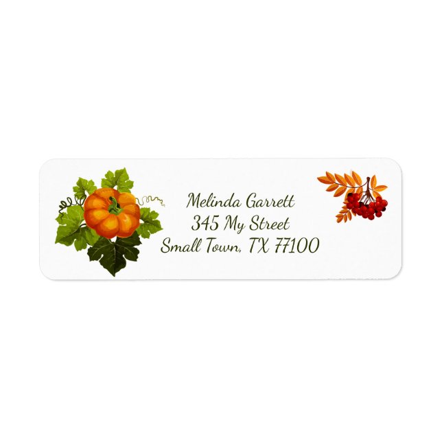 Pumpkin Floral Fall Thanksgiving Custom Address (Front)