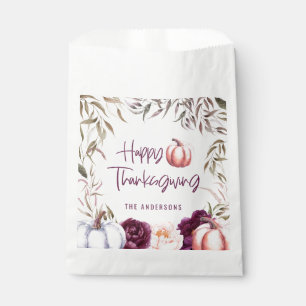 pumpkin floral fall thanksgiving party favour bags