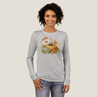 Pumpkin floral fall vibes Tri-Blend shirt