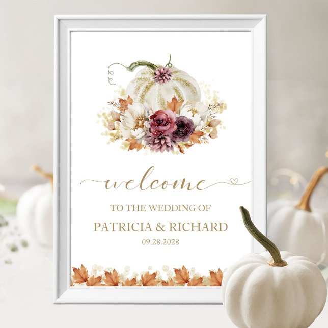  Pumpkin Floral Fall Wedding Welcome Poster (Creator Uploaded)