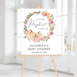 Pumpkin Floral Girl Baby Shower Welcome Acrylic Sign