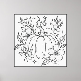 Pumpkin Floral Halloween Art Print