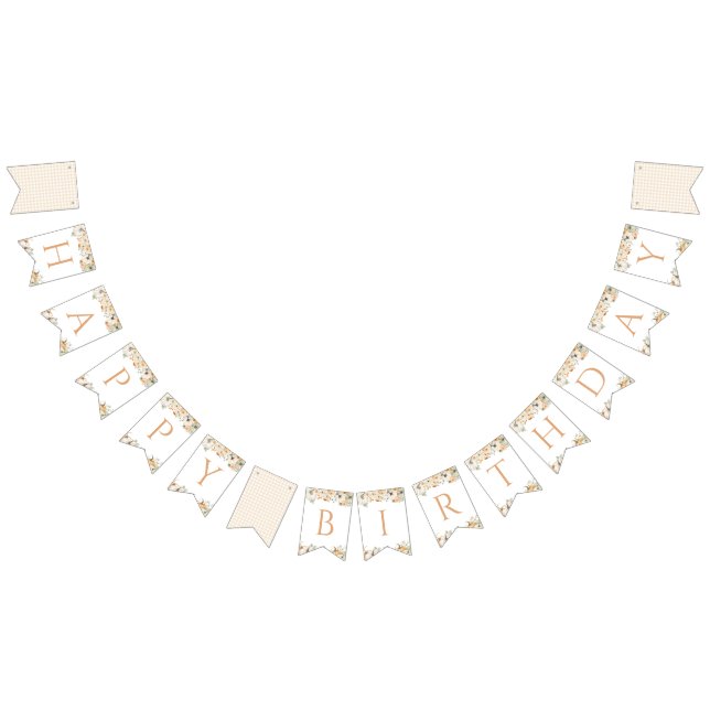 Pumpkin Floral Happy Birthday Banner (All)