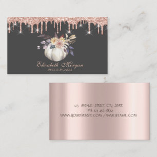 Pumpkin Floral Sweets Rose Gold Drips Bakery Business Card