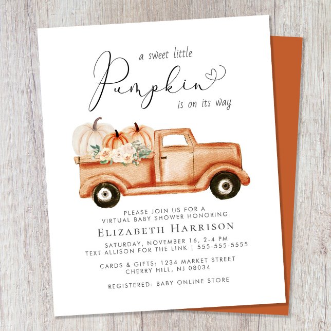 Pumpkin Floral Truck Virtual Baby Shower Invite (Creator Uploaded)
