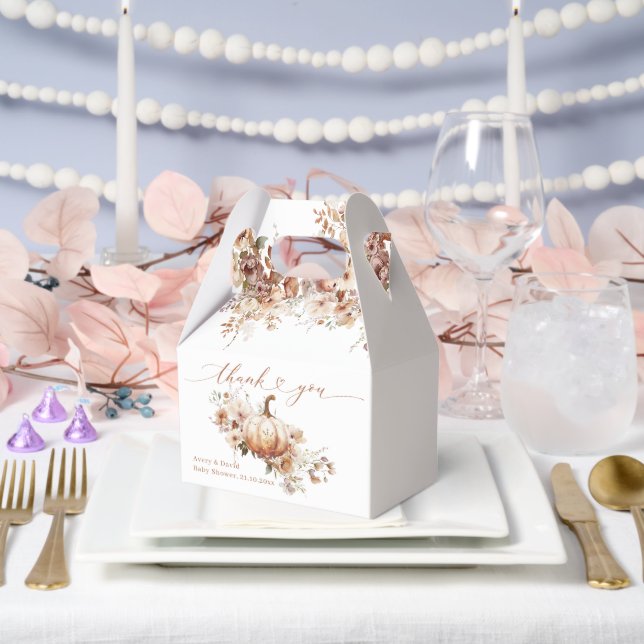 Pumpkin & Flower Boho Fall Baby Shower Favour Box (Wedding)