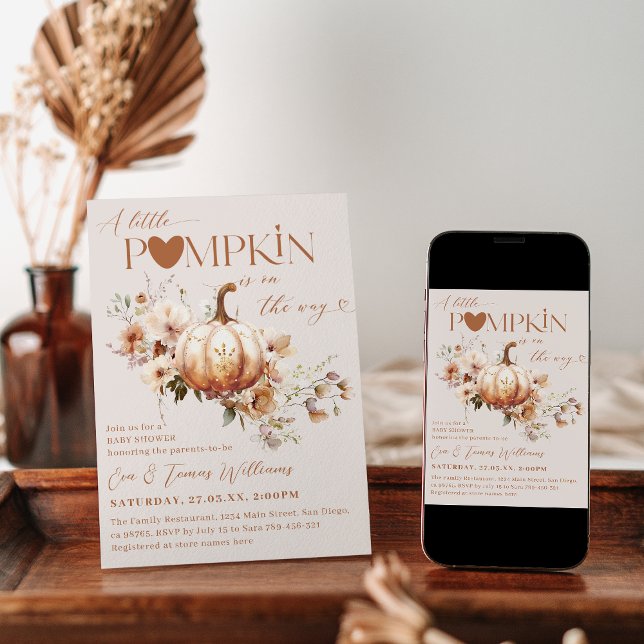 Pumpkin & Flower Boho Fall Baby Shower Invitation (Creator Uploaded)