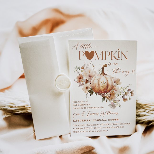 Pumpkin & Flower Boho Fall Baby Shower Invitation (Creator Uploaded)