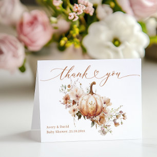 Pumpkin & Flower Boho Fall Baby Shower Thank You Card