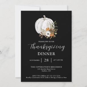 Pumpkin Flower Thanksgiving Dinner Invitation