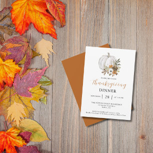 Pumpkin Flower Thanksgiving Dinner Invitation