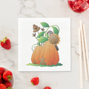 Pumpkin Flowers And Bees Napkin