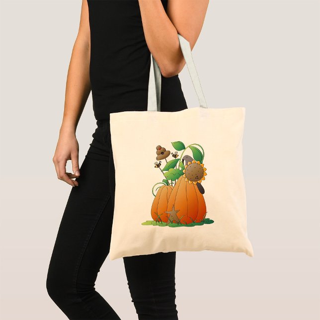 Pumpkin Flowers And Bees Tote Bag (Creator Uploaded)