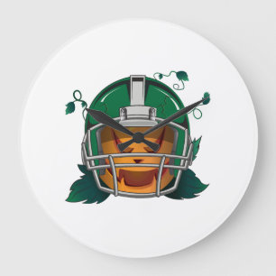 pumpkin football halloween large clock