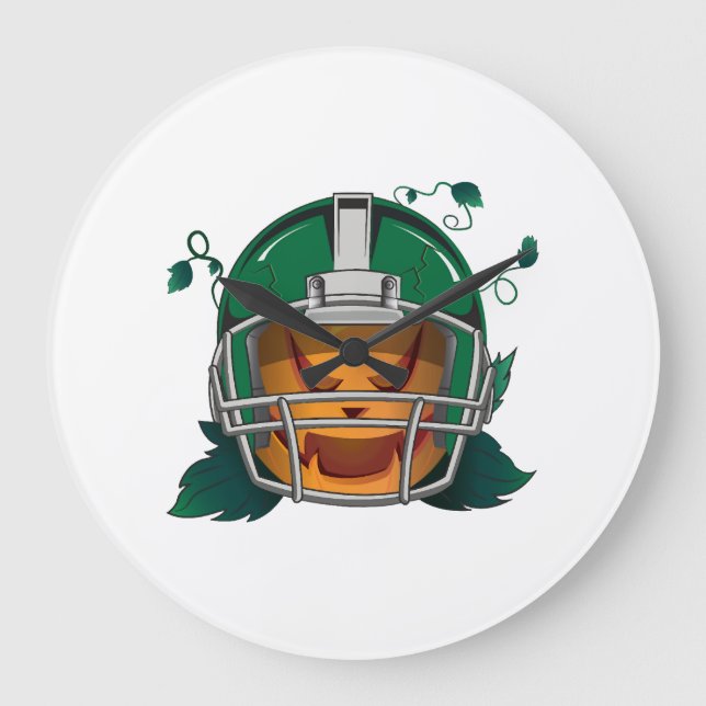 pumpkin football halloween large clock (Front)
