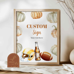 Pumpkin Footballs Couple Shower Custom Sign Poster