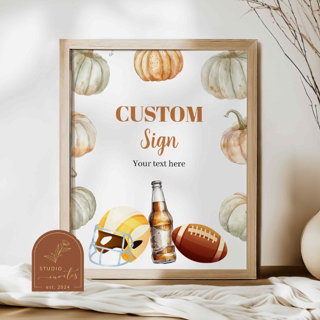 Pumpkin Footballs Couple Shower Custom Sign Poster (Creator Uploaded)