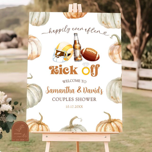 Pumpkin Footballs Couple Shower Welcome Sign (Creator Uploaded)